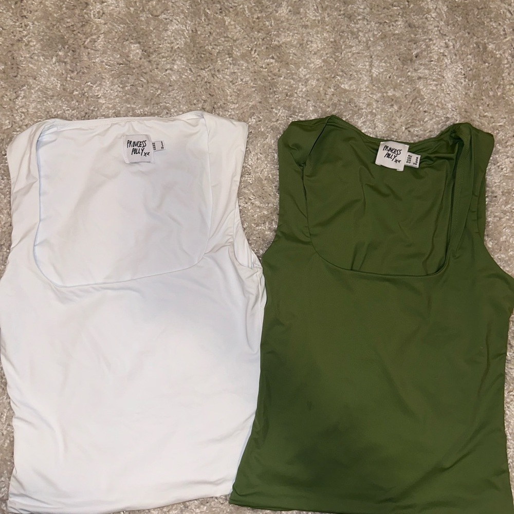 Princess Polly White and Green Tank Tops